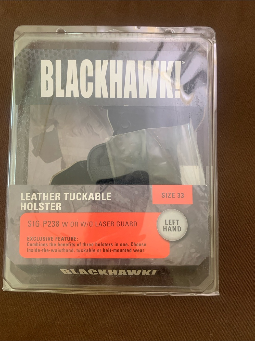 Left Hand Holster Packaging - Size 33, Blackhawk leather new